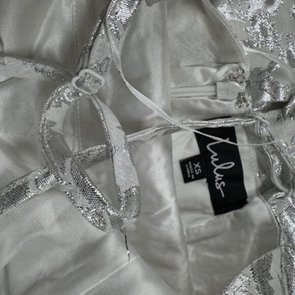 NWT Lulus Can't Refuse White Jacquard Ruffled Mini Dress - Picture 7 of 8